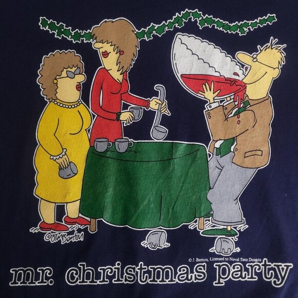 Vintage 90s Christmas holiday party The Misters Novel Teez shirt - Picture 2 of 5